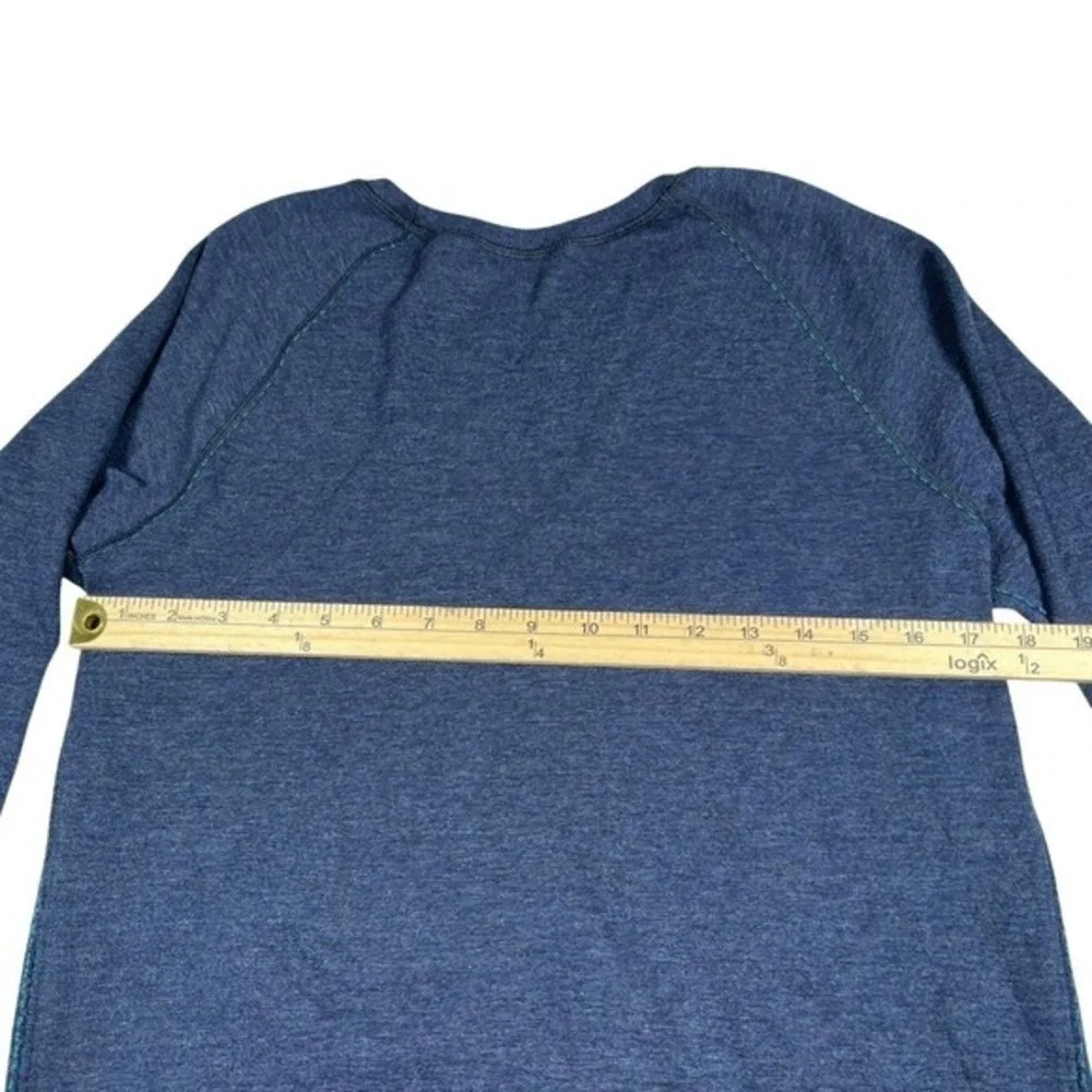 Lululemon‎ Reversible Striped Teal Black & Heathered Navy Long Sleeve Top 10 EUC